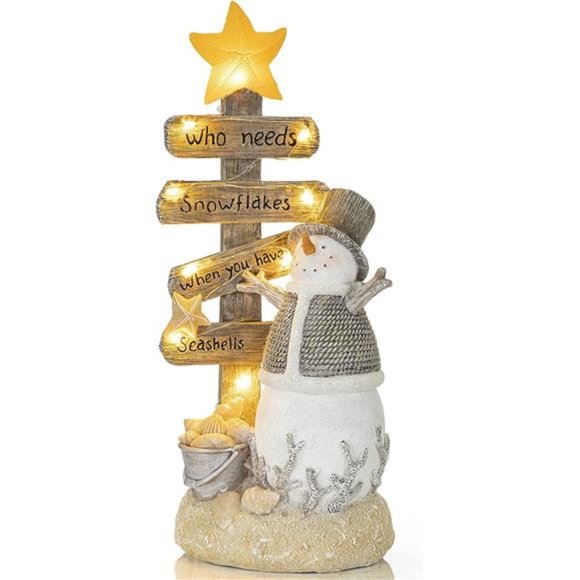 Christmas Figurines Resin Snowman Lighted Decorations LED Holiday Light Up - Picture 1 of 6